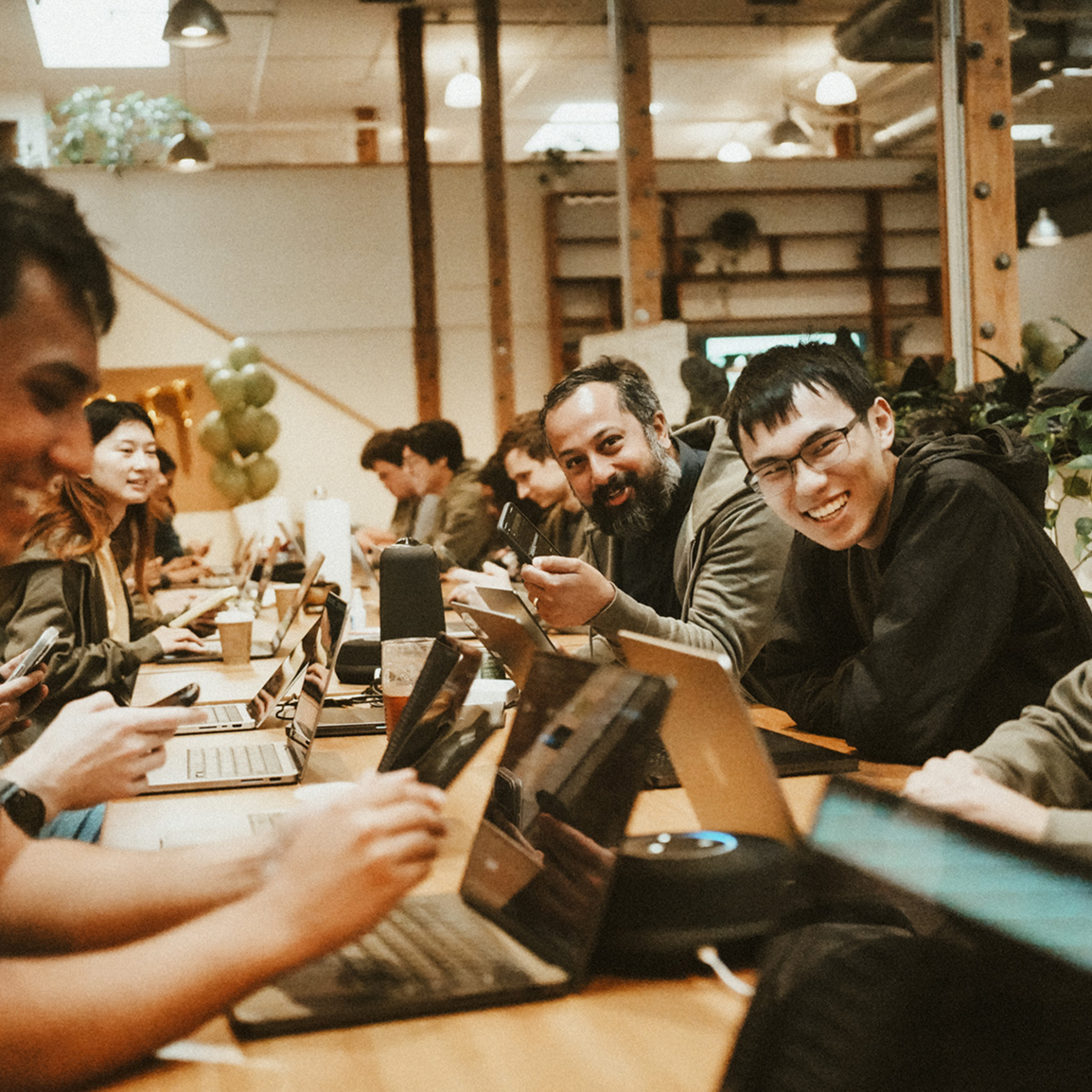 people working and having a nice time